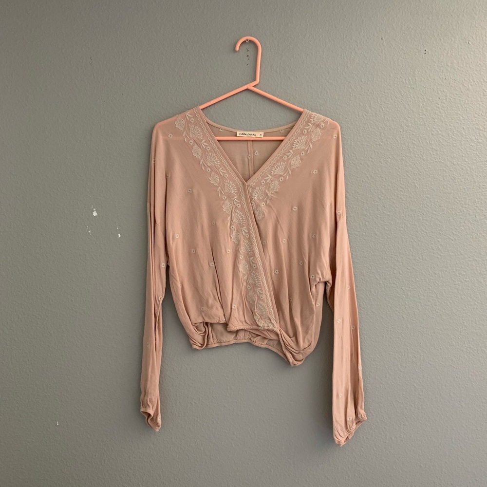 Nordstrom BP Embroidered Surplice Wrap Top